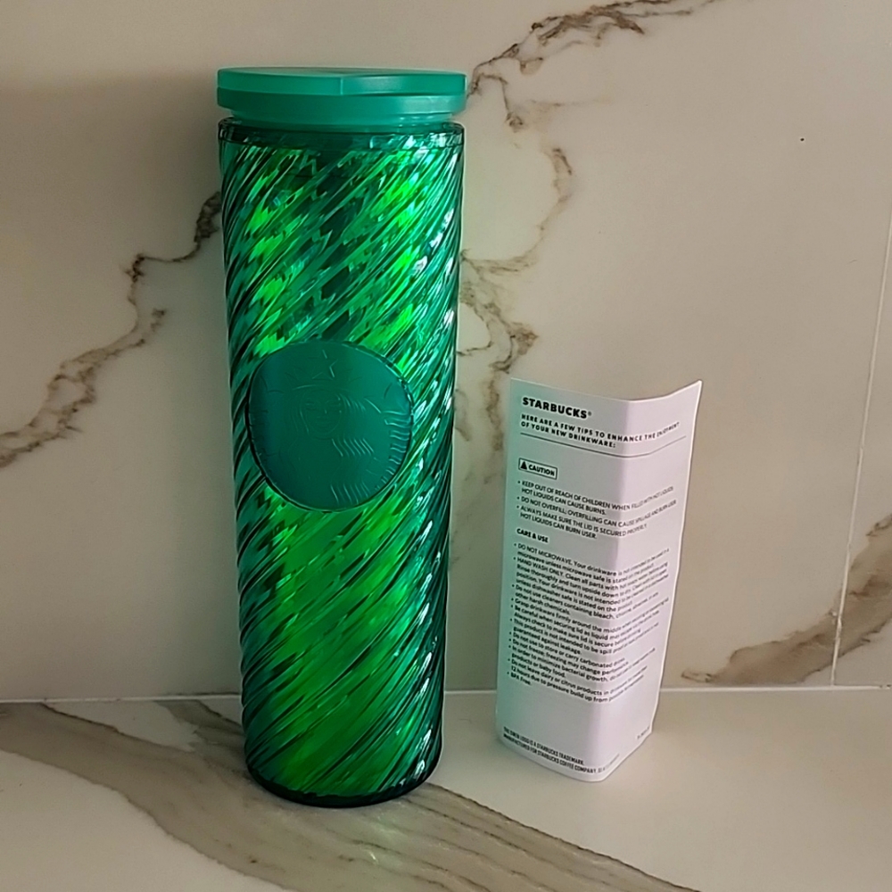 STARBUCKS SPILL PROOF EMERALD TALL THERMAL LINED CUP NEW UNUSED WITH PAPERWORK